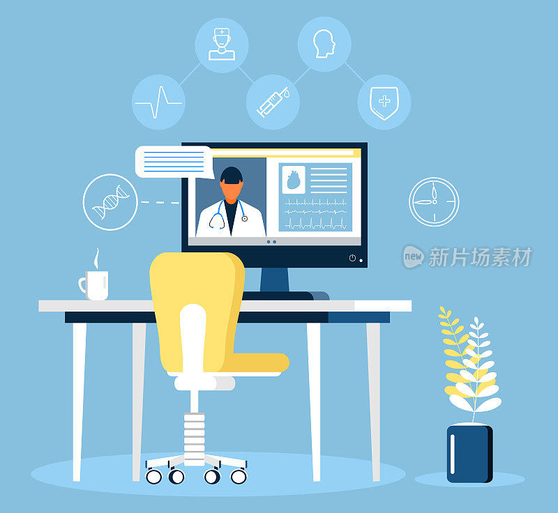 Tele medicine or online doctor. Online medical consultation concept vector. Remote medical help of therapist or family doctor. Mobile health care. Social distancing